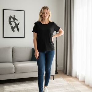 Michael Kors Black Short Sleeve Top